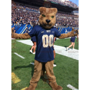 Traje de mascote de tigre marrom de olhos verdes BIGGYMONKEY™ –
