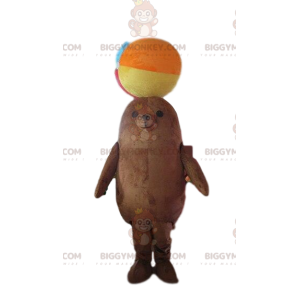 Costume de mascotte BIGGYMONKEY™ d'otarie marron, costume lion