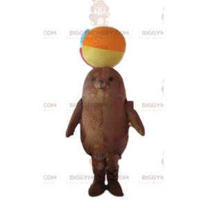Στολή μασκότ BIGGYMONKEY™ με καφέ θαλάσσιο λιοντάρι, στολή