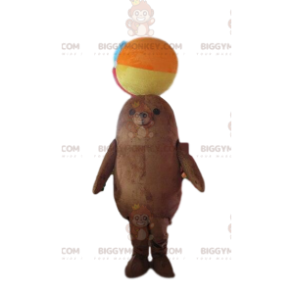 BIGGYMONKEY™ Maskottchenkostüm brauner Seelöwe, Seelöwenkostüm