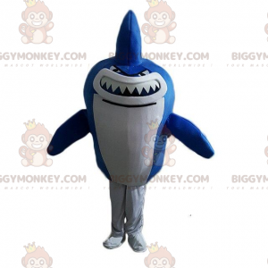 BIGGYMONKEY™ maskotkostume kæmpe blå og hvid haj, havkostume -
