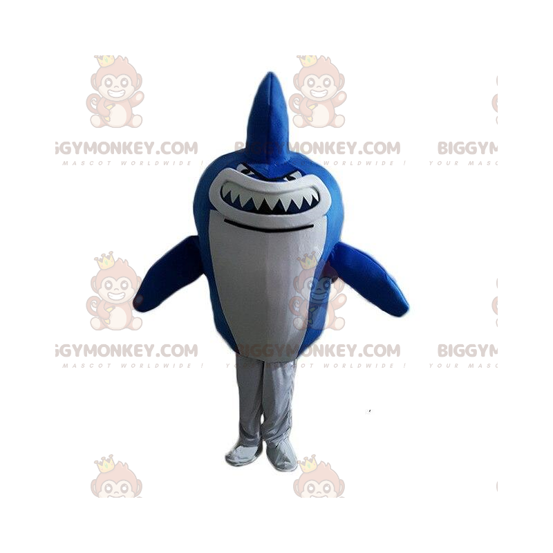 BIGGYMONKEY™ maskotdräkt jätte blå och vit haj, havsdräkt - BIGGYMONKEY™ maskotdräkt jätte blå och vit haj, havsdräkt -