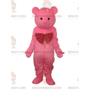Traje de mascote de urso rosa BIGGYMONKEY™, fantasia de ursinho