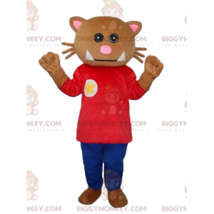 Cat BIGGYMONKEY™ mascot costume, dress up brown cat costume –