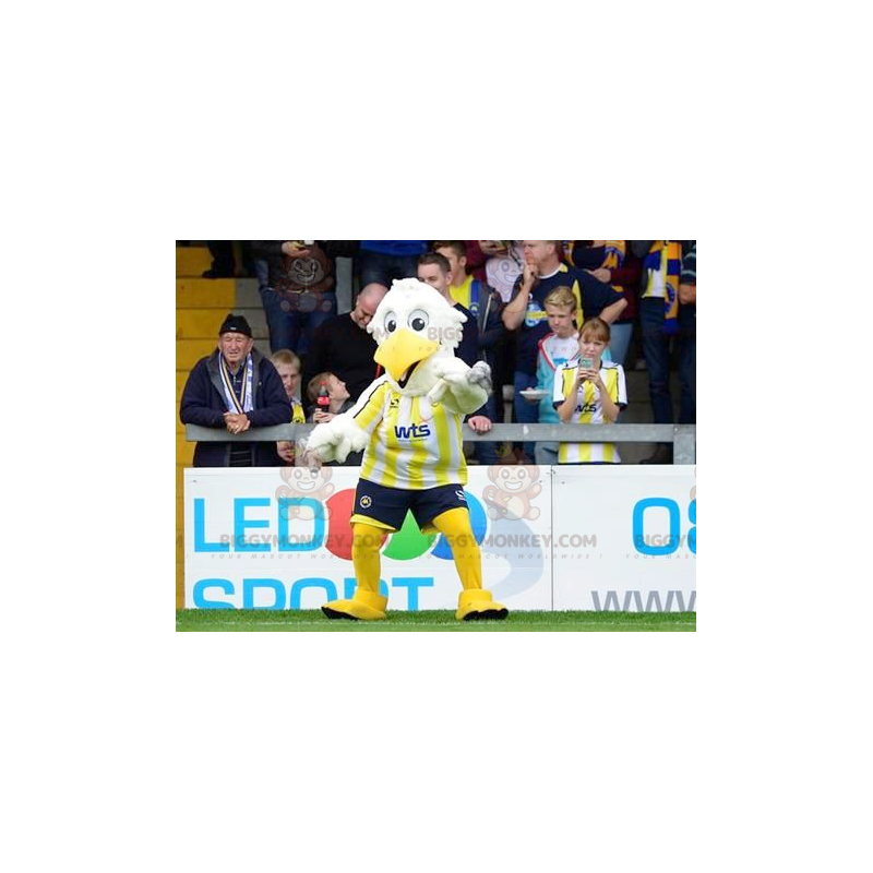 Costume de mascotte BIGGYMONKEY™ d'oiseau blanc et jaune - Costume de mascotte BIGGYMONKEY™ d'oiseau blanc et jaune -