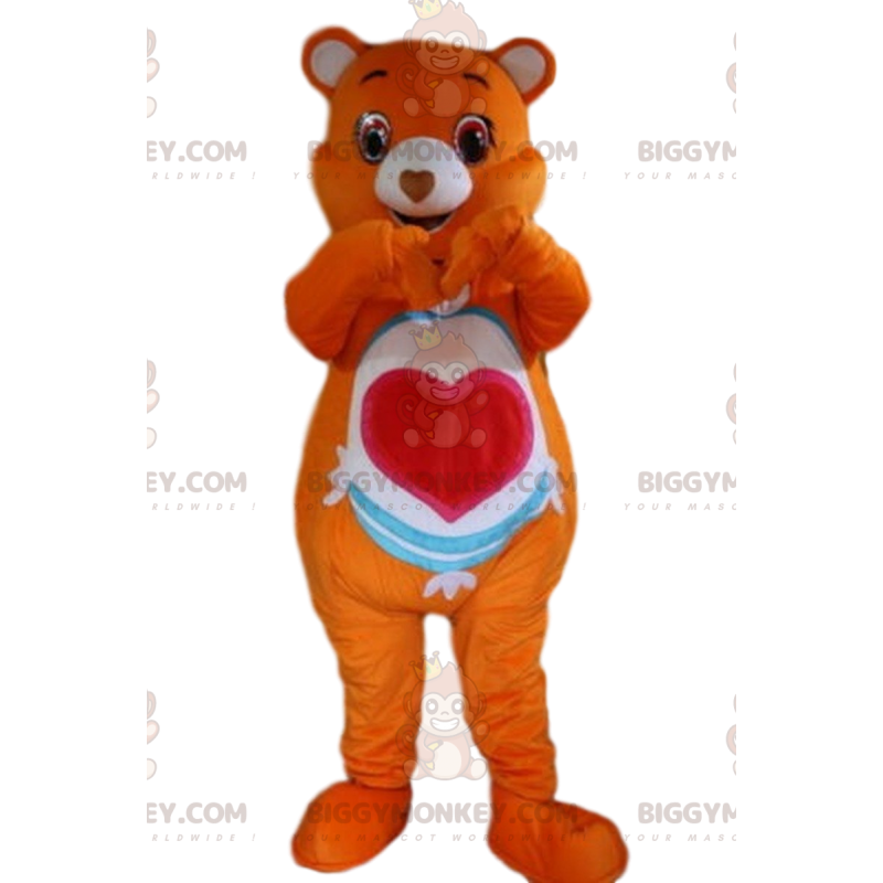 Kostým maskota Orange Care Bear BIGGYMONKEY™, kostým Orange Kostým maskota Orange Care Bear BIGGYMONKEY™, kostým Orange