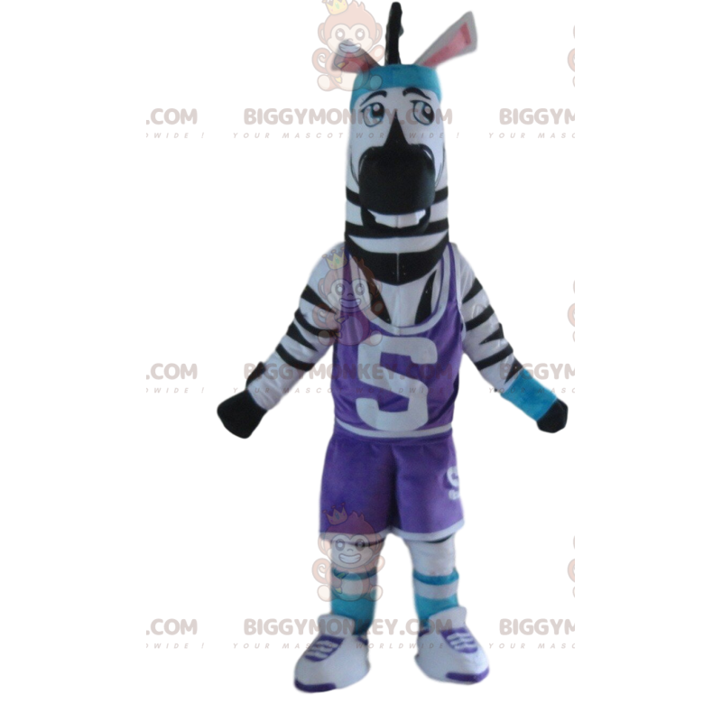 BIGGYMONKEY™ mascot costume of zebra in sportswear, sports BIGGYMONKEY™ mascot costume of zebra in sportswear, sports