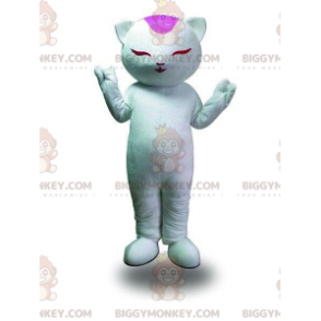White cat BIGGYMONKEY™ mascot costume, meditation costume, zen fancy dress - Cat mascots - BIGGYMONKEY_09002 - BiggyMonkey.com