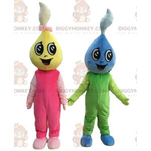 2 mascote BIGGYMONKEY™ de gotas de água coloridas, fantasias