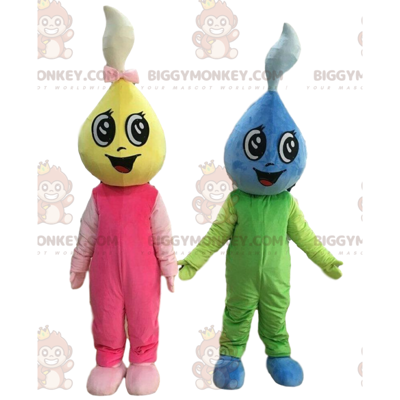 2 BIGGYMONKEY™s maskot av färgglada vattendroppar, färgglada 2 BIGGYMONKEY™s maskot av färgglada vattendroppar, färgglada