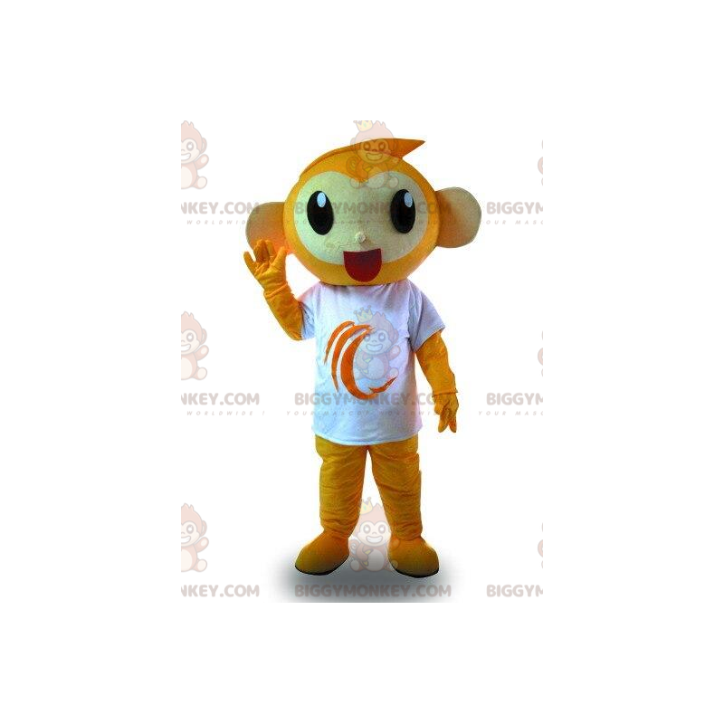 Orange Monkey BIGGYMONKEY™ maskotkostume med hvid T-shirt Orange Monkey BIGGYMONKEY™ maskotkostume med hvid T-shirt
