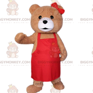 Στολή μασκότ BIGGYMONKEY™ καφέ αρκούδας με ποδιά, στολή