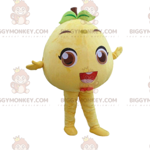 Geel grapefruit BIGGYMONKEY™ mascottekostuum, rond fruitkostuum