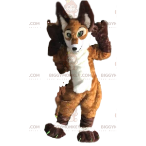Disfraz de mascota BIGGYMONKEY™ de zorro marrón y blanco, muy
