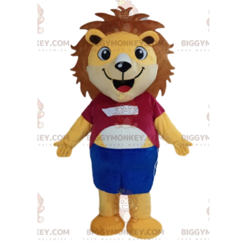 BIGGYMONKEY™ keltainen leijona-maskottiasu, leijonanpentu-asu BIGGYMONKEY™ keltainen leijona-maskottiasu, leijonanpentu-asu