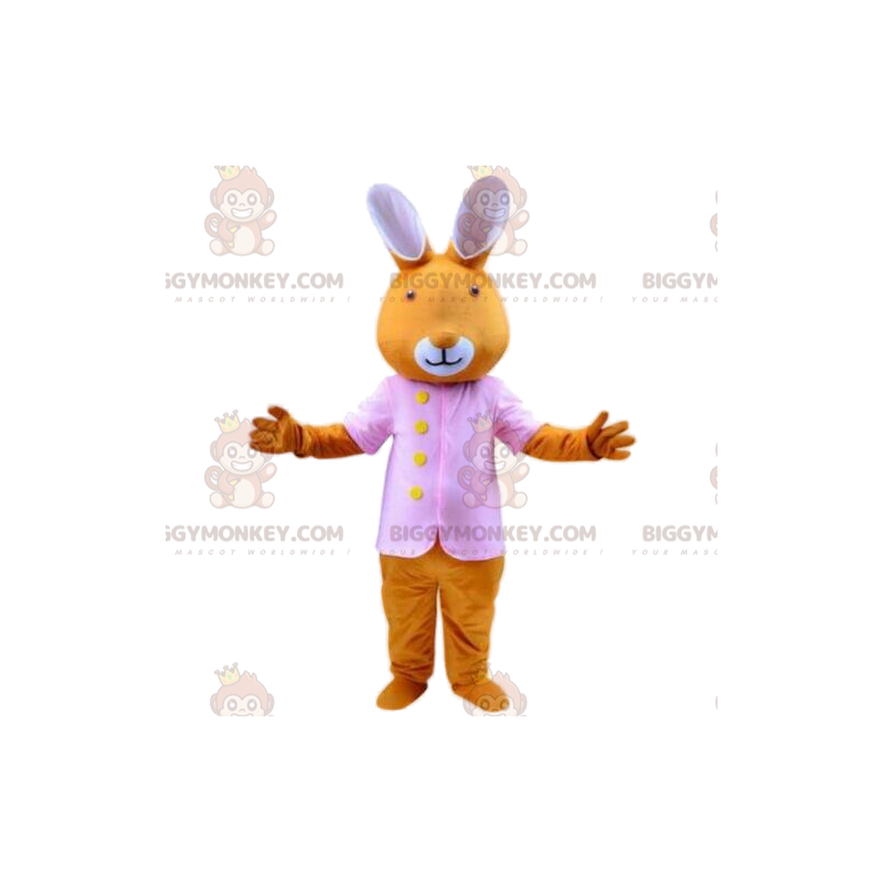 Coelhinho laranja BIGGYMONKEY™ traje de mascote com jaqueta Coelhinho laranja BIGGYMONKEY™ traje de mascote com jaqueta