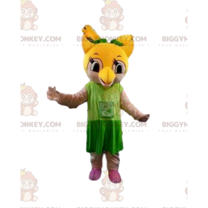BIGGYMONKEY™ yellow owl mascot costume, owl costume, nocturnal