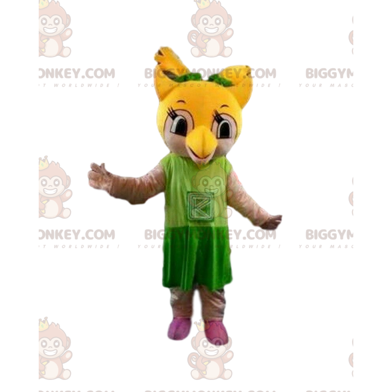 BIGGYMONKEY™ yellow owl mascot costume, owl costume, nocturnal BIGGYMONKEY™ yellow owl mascot costume, owl costume, nocturnal