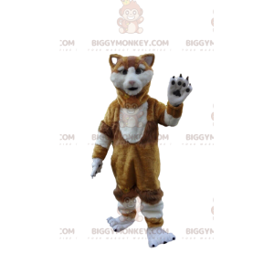 Bruine en witte kat BIGGYMONKEY™ mascottekostuum, realistisch