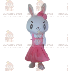 Costume de mascotte BIGGYMONKEY™ de lapin blanc avec une robe