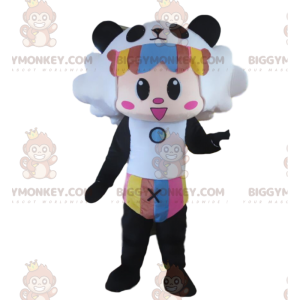 BIGGYMONKEY™ mascot costume of panda dressed as a sheep, animal