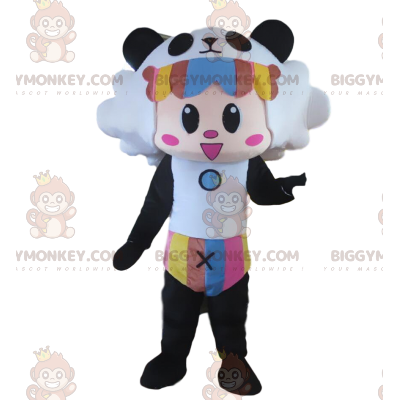 BIGGYMONKEY™ maskotkostume af panda klædt ud som et får, dyrefusionskostume - Fårmasker - BIGGYMONKEY_09056 - BiggyMonkey.com