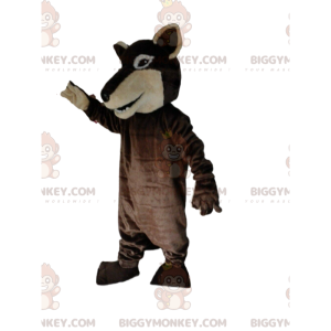 Costume de mascotte BIGGYMONKEY™ de loup marron bicolore