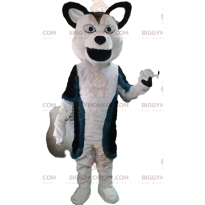 BIGGYMONKEY™ costume mascotte cane bianco e nero, costume lupo