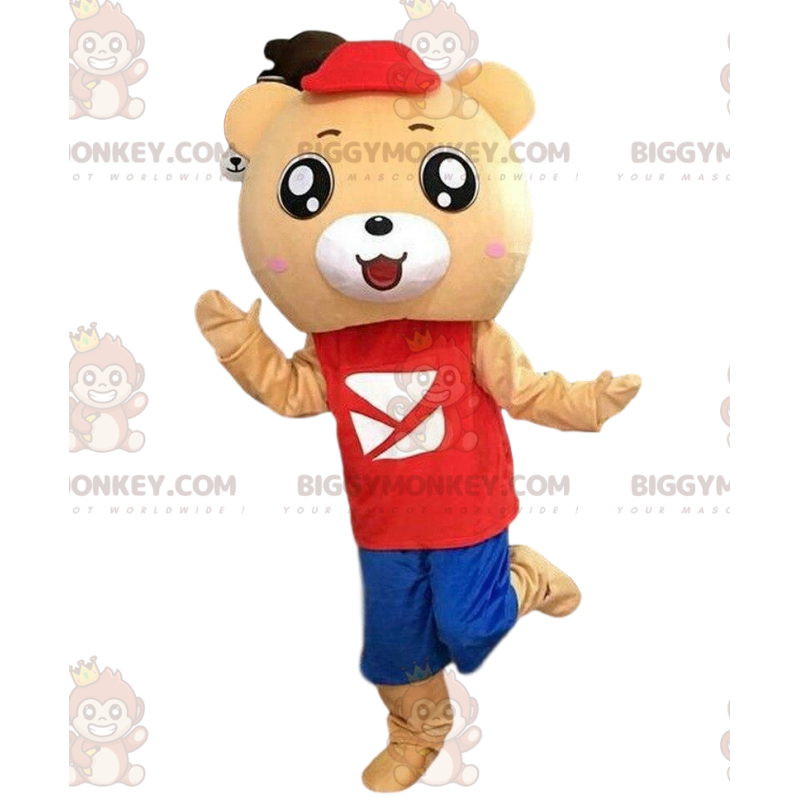 BIGGYMONKEY™ mascottekostuum van teddybeer in beige kleur in BIGGYMONKEY™ mascottekostuum van teddybeer in beige kleur in