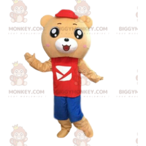 BIGGYMONKEY™ Maskottchenkostüm Teddybär in beiger Farbe in