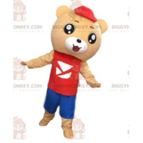 BIGGYMONKEY™ Maskottchenkostüm Teddybär in beiger Farbe in