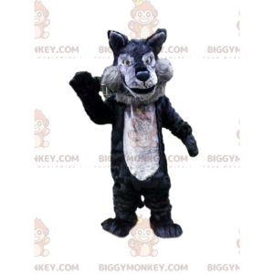 BIGGYMONKEY™ mascot costume of gray and black wolf, wolf