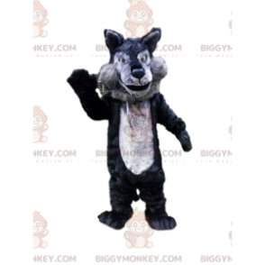 Maskotka BIGGYMONKEY™ szarego i czarnego wilka, kostium wilka