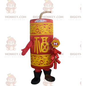 Red and yellow dynamite stick BIGGYMONKEY™ mascot costume