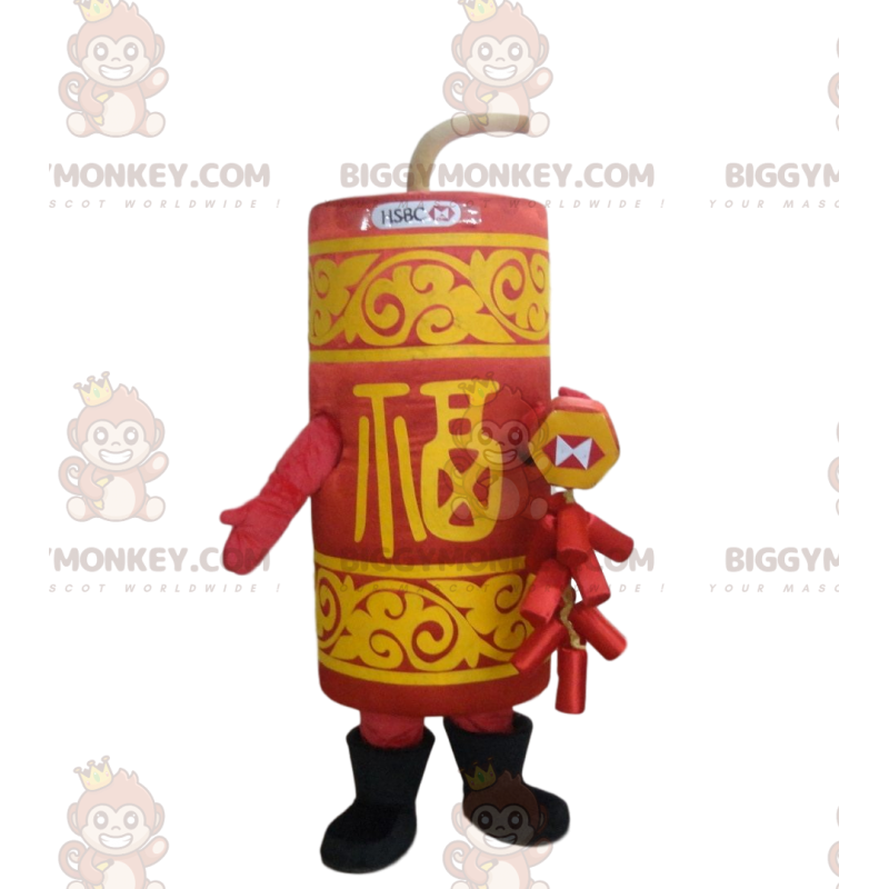 Costume de mascotte BIGGYMONKEY™ de bâton de dynamite rouge et Costume de mascotte BIGGYMONKEY™ de bâton de dynamite rouge et