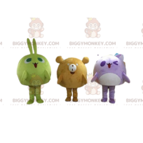 3 BIGGYMONKEY™s-mascottes, een konijn, een beer en een kat