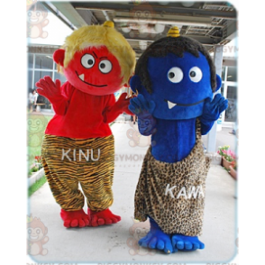 Duo de mascottes BIGGYMONKEY™ de Cro-Magnon de petits monstres