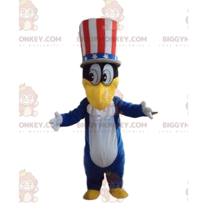 Στολή μασκότ πάπιας BIGGYMONKEY™ με αμερικάνικο καπέλο, στολή