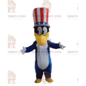 Traje de mascote Duck BIGGYMONKEY™ com chapéu americano, traje de patriota - Mascote de patos - BiggyMonkey.com