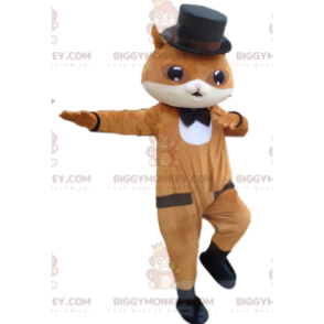 Brun og hvid kat BIGGYMONKEY™ maskot kostume, meget elegant.