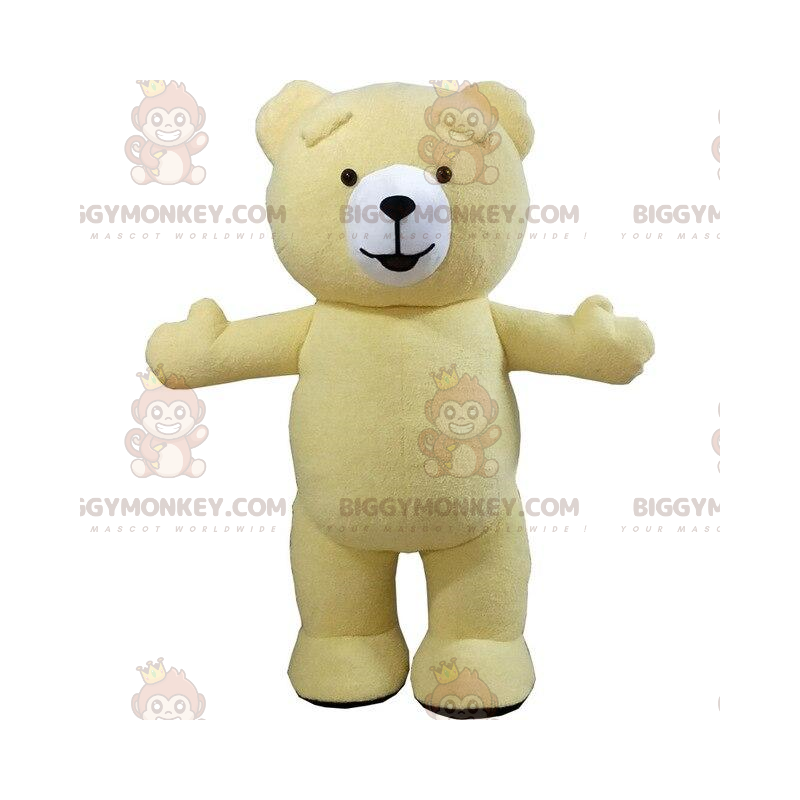 Costume de mascotte BIGGYMONKEY™ de gros nounours jaune Costume de mascotte BIGGYMONKEY™ de gros nounours jaune