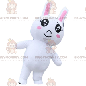 Aufblasbares weißes Kaninchen BIGGYMONKEY™ Maskottchen-Kostüm