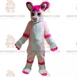 Costume de mascotte BIGGYMONKEY™ de chien blanc et rose