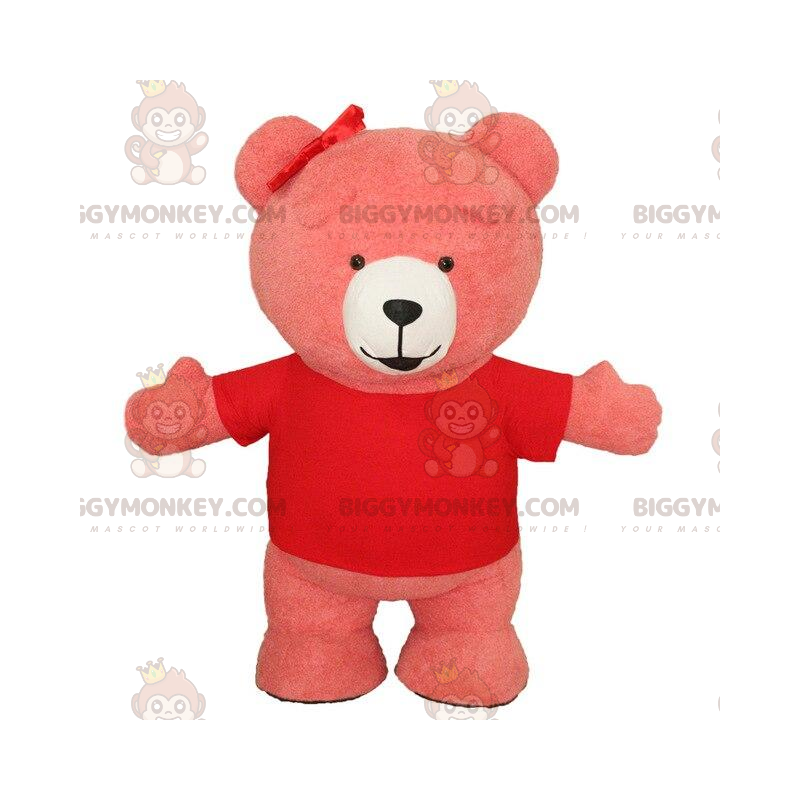 Pink oppustelig bjørn BIGGYMONKEY™ maskot kostume, kæmpe bamse