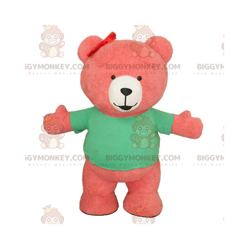 Rosa uppblåsbar björn BIGGYMONKEY™ maskotdräkt, jättenalledräkt Rosa uppblåsbar björn BIGGYMONKEY™ maskotdräkt, jättenalledräkt