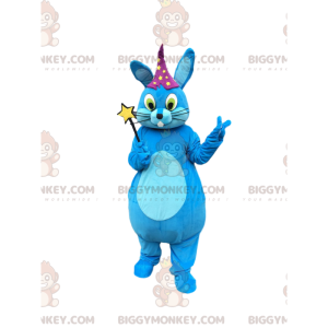 Fantasia de mascote BIGGYMONKEY™ coelho azul com varinha