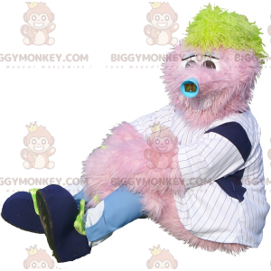 BIGGYMONKEY™ Helt behåret Pink Man Mascot Kostume -