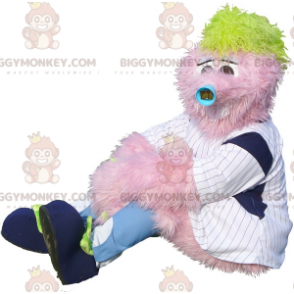 Costume de mascotte BIGGYMONKEY™ de bonhomme rose tout poilu -