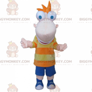 BIGGYMONKEY™ Big Nose Boy med Bug Eyes maskotkostume -