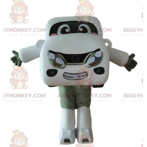 Costume de mascotte BIGGYMONKEY™ de voiture blanche, costume de